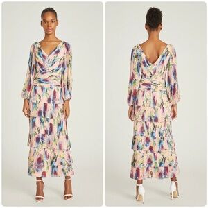 New! Theia ELLIS Pleated Tiered Ankle Maxi Dress 🩷 size 2